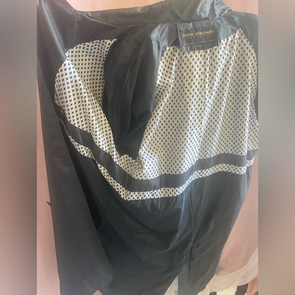 Vintage David Benjamin Black Maxi Length Trench Coat Gold Button Closure - Picture 7 of 14